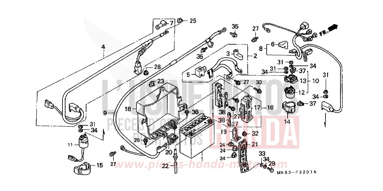BATTERY (GL1500L/AM/SEM/AN/SEN) for Gold Wing CANDY SPECTRA RED (R176) from 1990